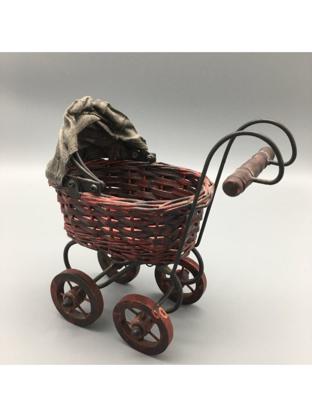 Vintage Victorian Baby Doll Carriage Stroller Buggy Wicker Rustic Decor